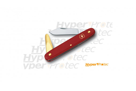 Couteau d'horticulteur greffoir Victorinox rouge ecoline avec spatule cuivrée
