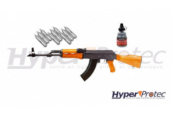 Pack Réplique CO2 fusil à billes d'acier kalashnikov AK47