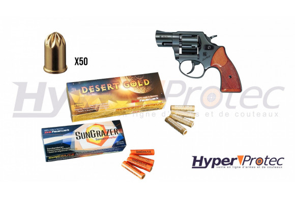 Pack Revolver à blanc Reck Eagle - cal 9mm avec munitions et fusées