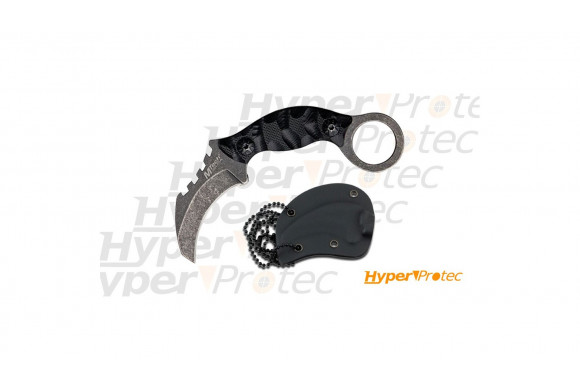 Couteau karambit Mtech stonewashed manche G10 et étui Kydex