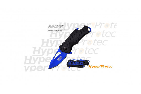 Petit Couteau à ouverture assistée MTech USA blue fiber avec décapsuleur