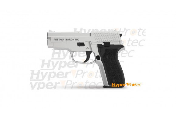 Pistolet d’alarme défense domicile Baron HK Chromé 9mm à blanc (Sig P228)