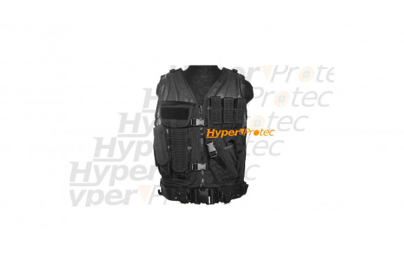 Gilet tactical noir pour droitier pour protection en airsoft