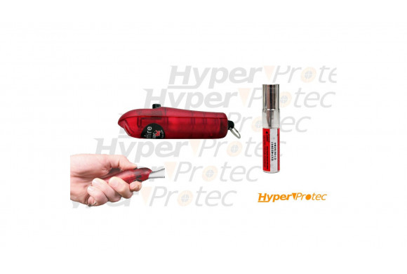 Porte-clé spray défense OC piment rouge Sabre red avec recharge
