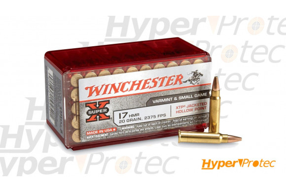 Cartouches Winchester Super X calibre 17HMR JHP 20 grains
