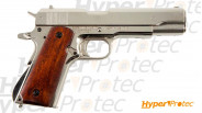 Pistolet M1911A1 nickel et plaquettes bois Denix entièrement Démontable 