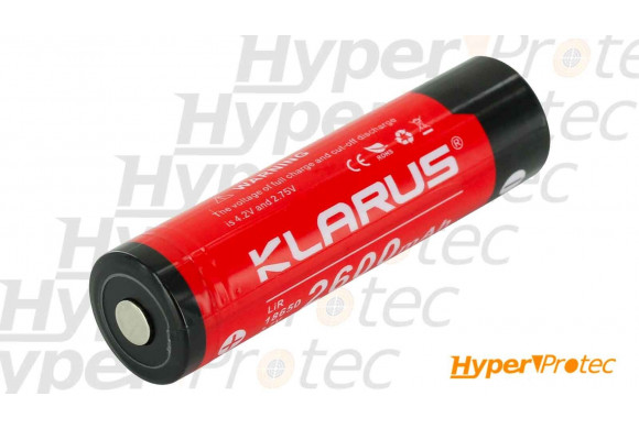 Batterie Klarus 18650 de 2600mAh 3.7 Volt