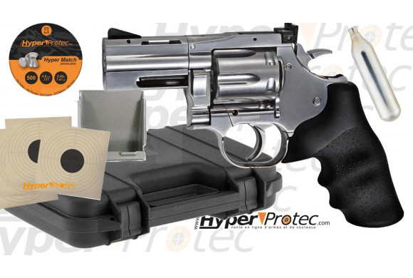 Pack complet revolver Dan wesson chromé 2.5" à plombs