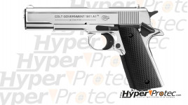 Pistolet Colt 1911 A1 Chromé brillant 9 mm alarme