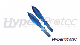 Un set de 2 couteaux à lancer 23 cm Third en acier bleu