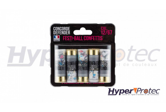 Cartouche Calibre 12/67 Concorde Defender Festi-Ball Confettis