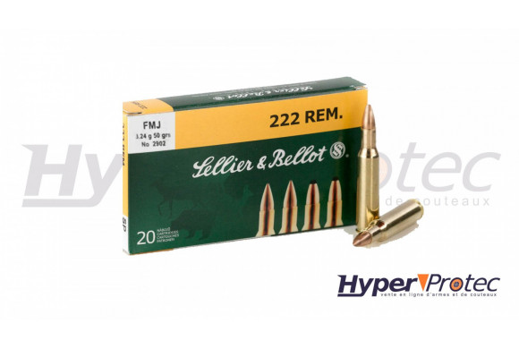 cartouche calibre 222 FMJ Sellier Bellot