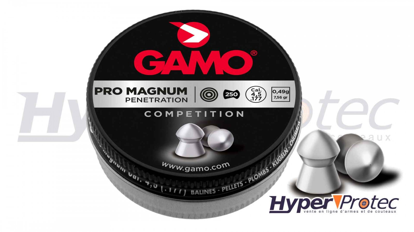 250 Plomb Gamo Pro Magnum, calibre 4.5 mm