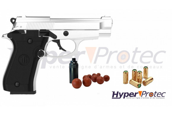 Pack Pistolet Alarme Bruni Mod 84 Couleur Chromé