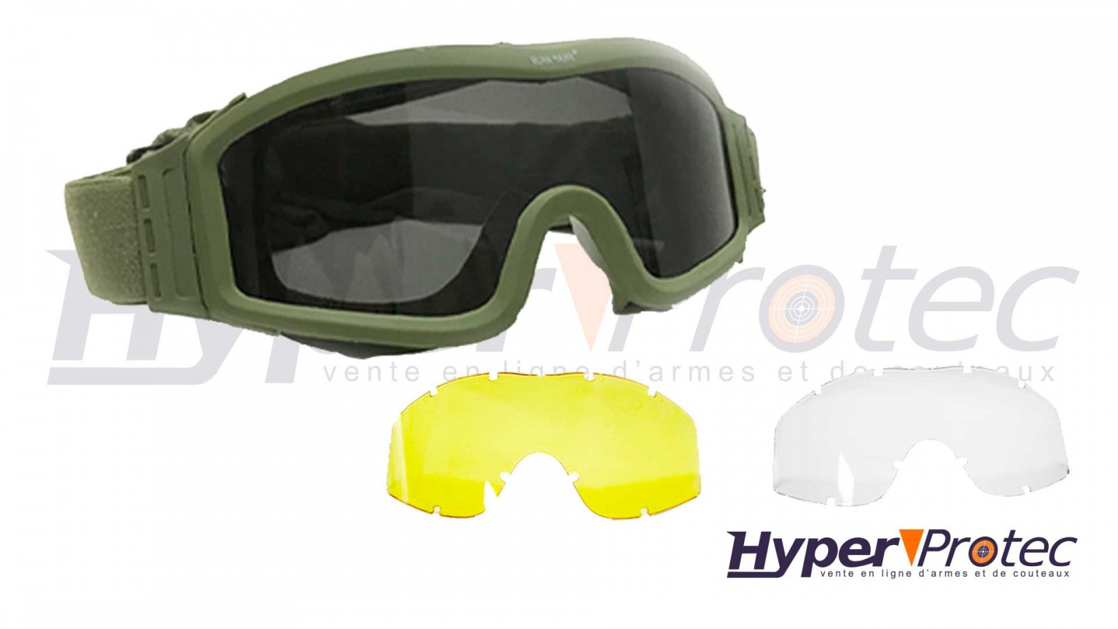 LUNETTE MASQUE DE PROTECTION OCULAIRE FA02 VERRE JAUNE AVEC ELASTIQUE -  Lunettes Airsoft (5438766)