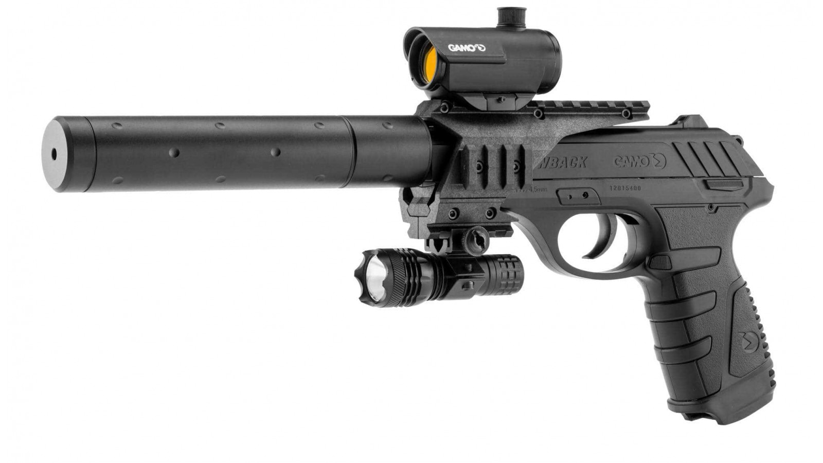 Gamo P25 Tactical Blowback semiauto +silencieux lampe viseur