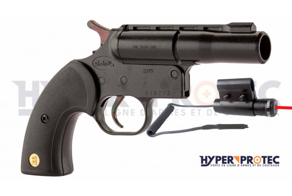 Pistolet de défense à balles caoutchouc GC27 avec laser Gom cogne Cal 12 50