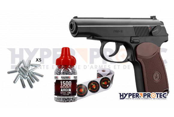 Pistolet CO2 Bille Acier Borner PM-X genre MAKAROV