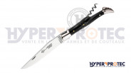 Couteau Laguiole avec tire bouchon manche en corne noire - 12 cm