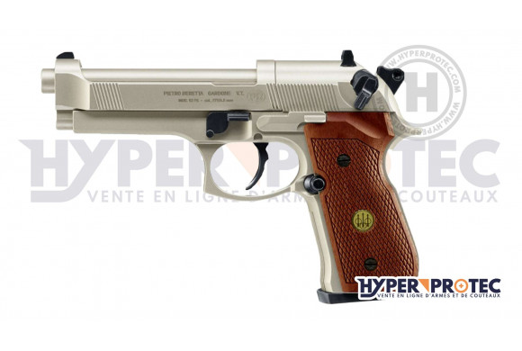 Pistolet à plomb CO2 BERETTA 92 Nickel Mat Crosse Bois