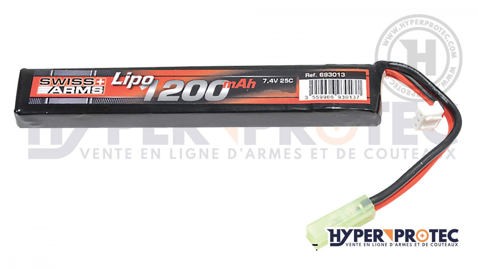 Swiss Arms Lipo 7.4V 1200 mAh 25C - Batterie Airsoft - HyperProtec