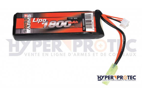 Swiss Arms Lipo 7.4V 1800 mAh 30C - Batterie Airsoft - HyperProtec