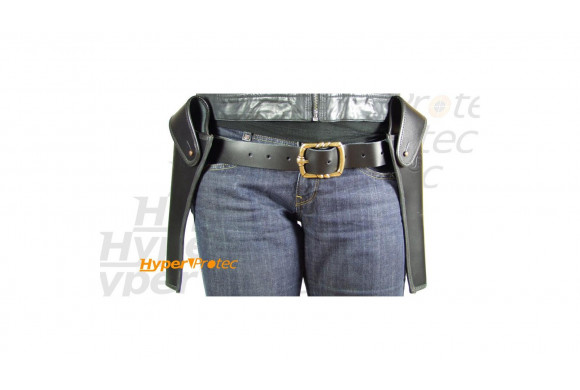 Holster cuir noir de country - 2 poches