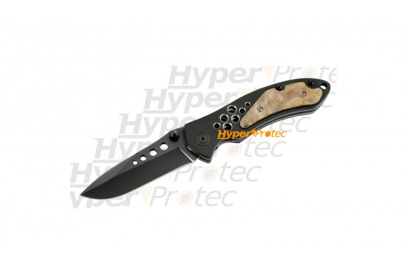 Couteau lame lisse noire - Woodek