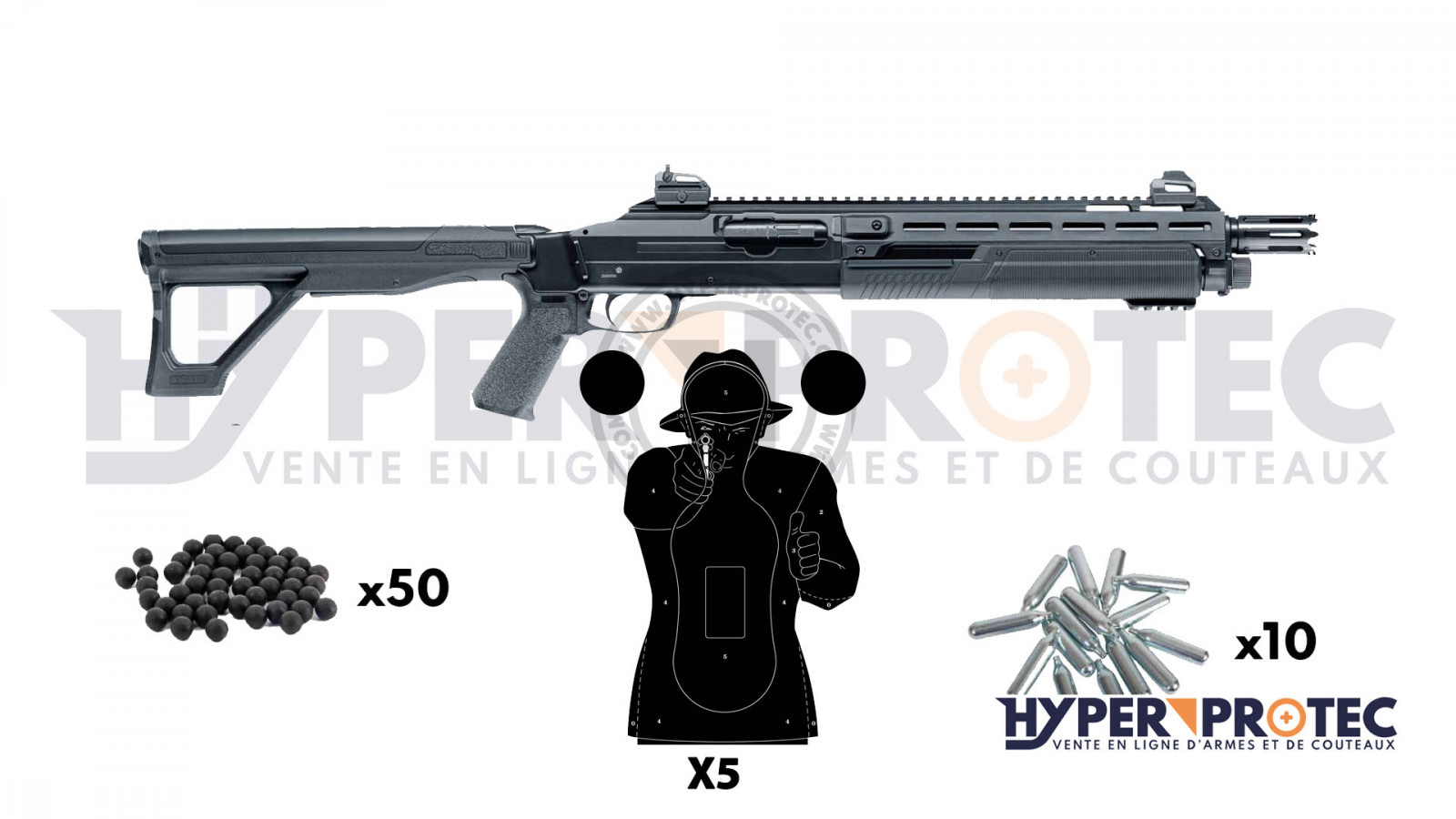 Pack Fusil T4E HDS + recharge CO2 + billes caoutchouc