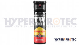 MOUSSE LACRYMO : Bombe lacrymogene 100 mL à poignée MOUSSE RED PEPPER