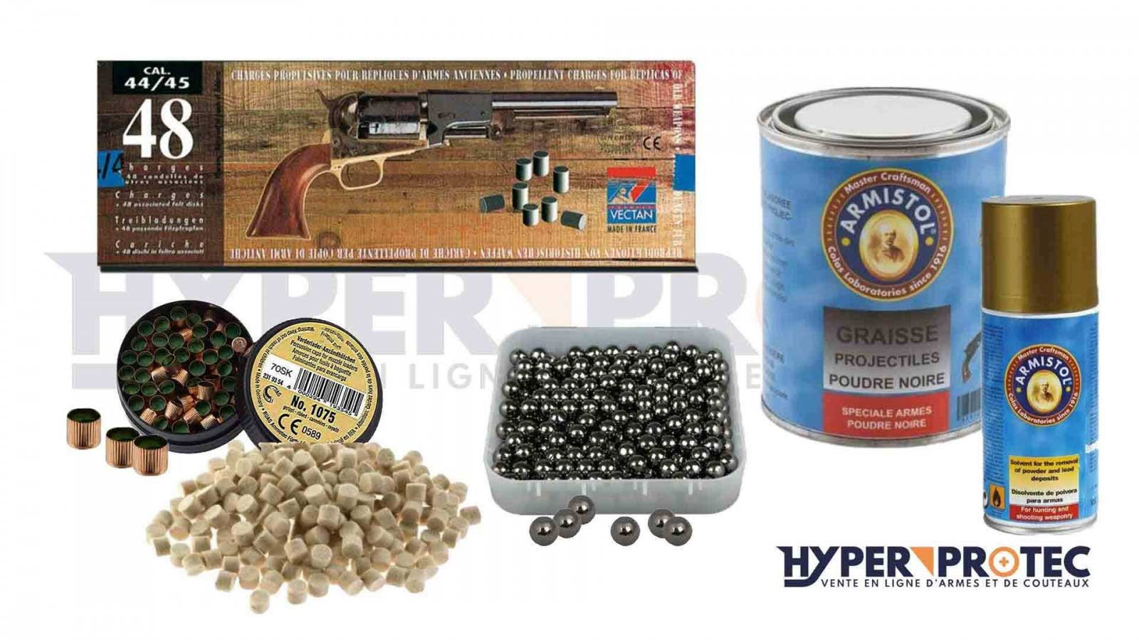 pack rechargement revolver poudre noire calibre 44