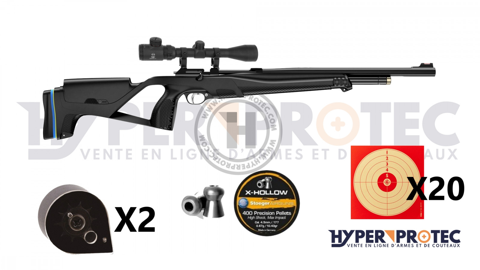 Pack Stoeger XM1 Cal 5.5 mm + Lunette - Carabine PCP