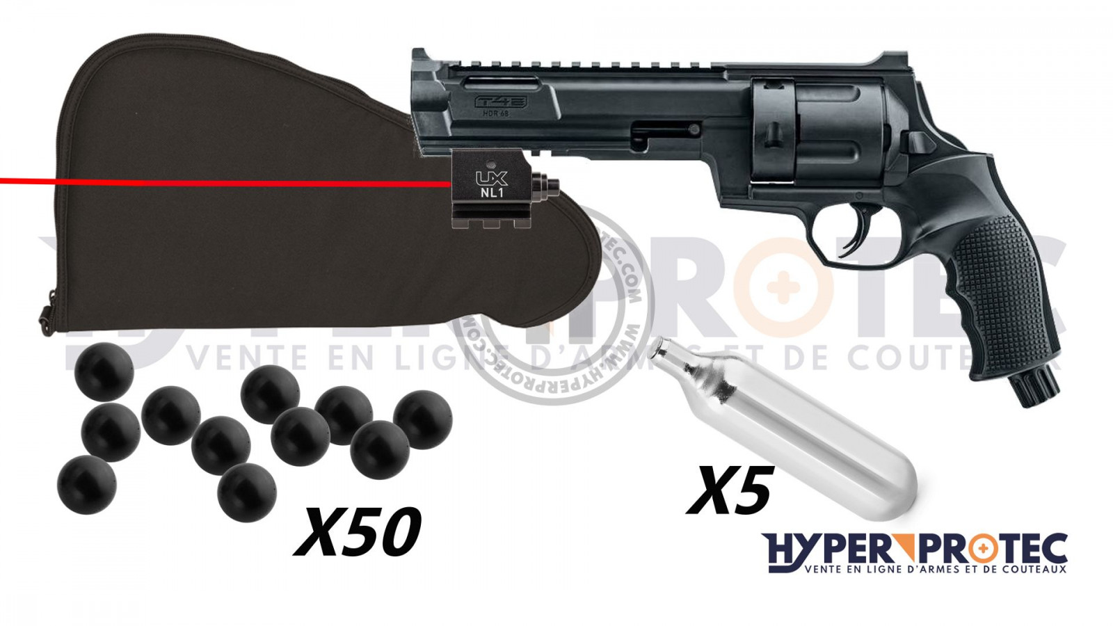 Pack complet T4E HDR 68 - Revolver Balle Caoutchouc