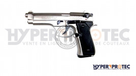 Pistolet alarme Beretta 92 chromé full metal 9mm