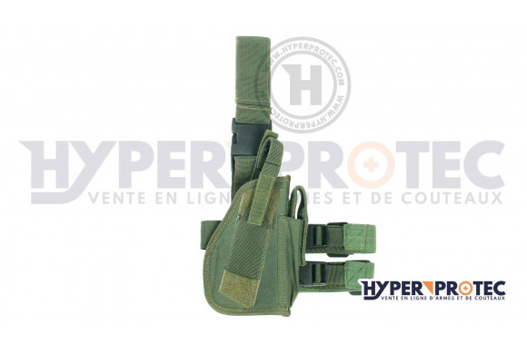 Holster de cuisse gaucher Vert olive pour pistolet ou revolver