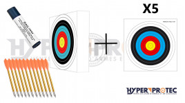 Pack tir au pistolet arbalète avec cible, butte de tir, stick de cire et flèches 