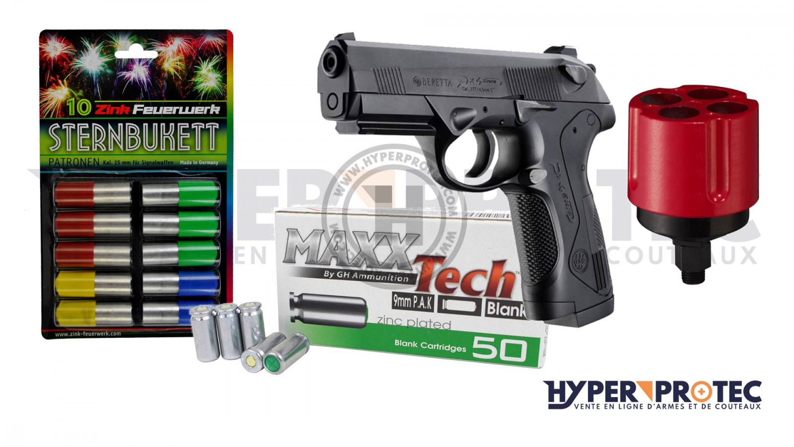 Pack Bruni P4 - Pistolet Alarme - HyperProtec