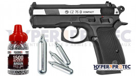 Promo décoiffante CZ 75D Compact culasse nickel 4.5 mm + munitio