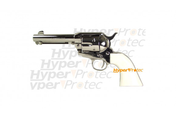 Colt 1873 nickel crosse ivoirine 12 cm - revolver alarme