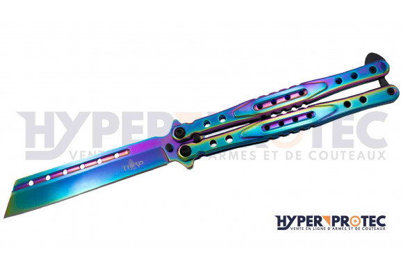 Couteau papillon arc en ciel Third K2823W