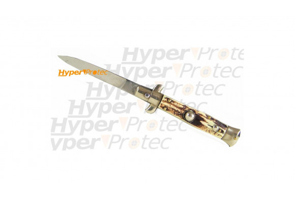 Couteau automatique - Mini cran arrêt en corne - 15 cm