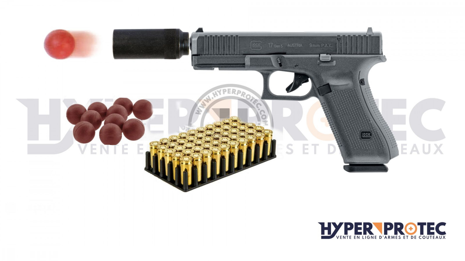 Pistolet d'alarme UMAREX Glock 17 GEN 5 9MM PAK - Arme de défense