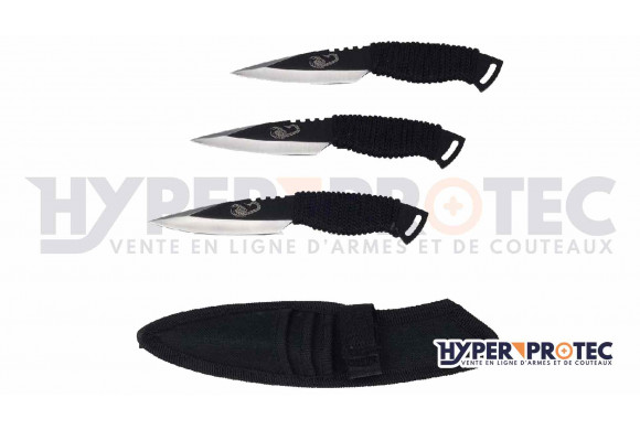 3 couteaux de lancer Perfect Point Black Spider