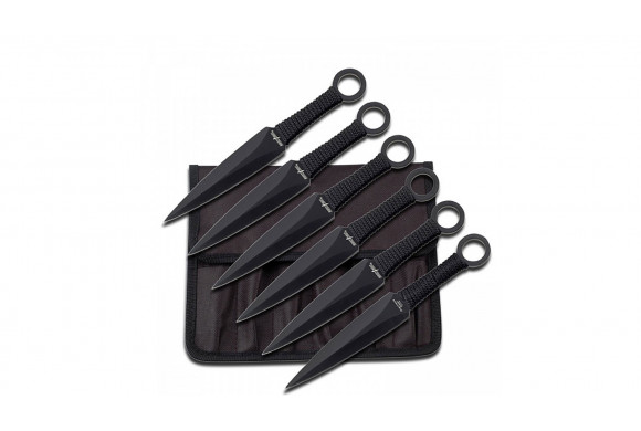 Set de 6 couteaux de lancer Perfect Point Skeleton Purblack