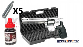 Pack Revolver Dan Wesson chromé 6 pouces - billes acier 4.5 mm