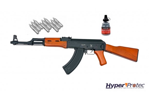 Pack Réplique CO2 fusil à billes d'acier kalashnikov AK47