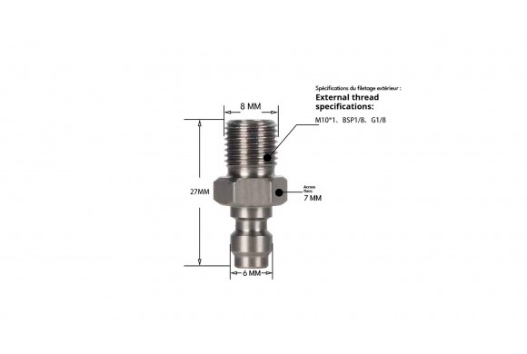 Adaptateur QR Mâle pour arme PCP - Filetage M10