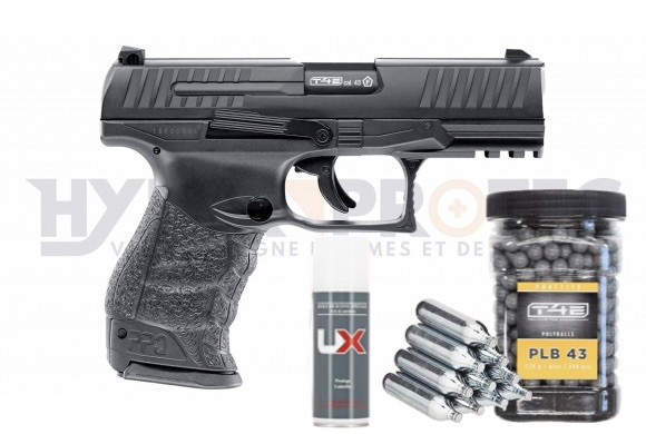 Pack Walther PPQ M2 T4E BLACK - Pistolet Balle Caoutchouc cal. 43