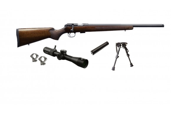 Pack Carabine 22lr CZ 457 Varmint Bois + Lunette + Bipied + Silencieux