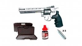 Pack Revolver Dan Wesson chromé 6 pouces - billes acier 4.5 mm